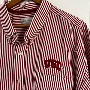 USC Cutter & Buck Men’s Red & White Striped L/S Button Down Shirt - Size XXXL
